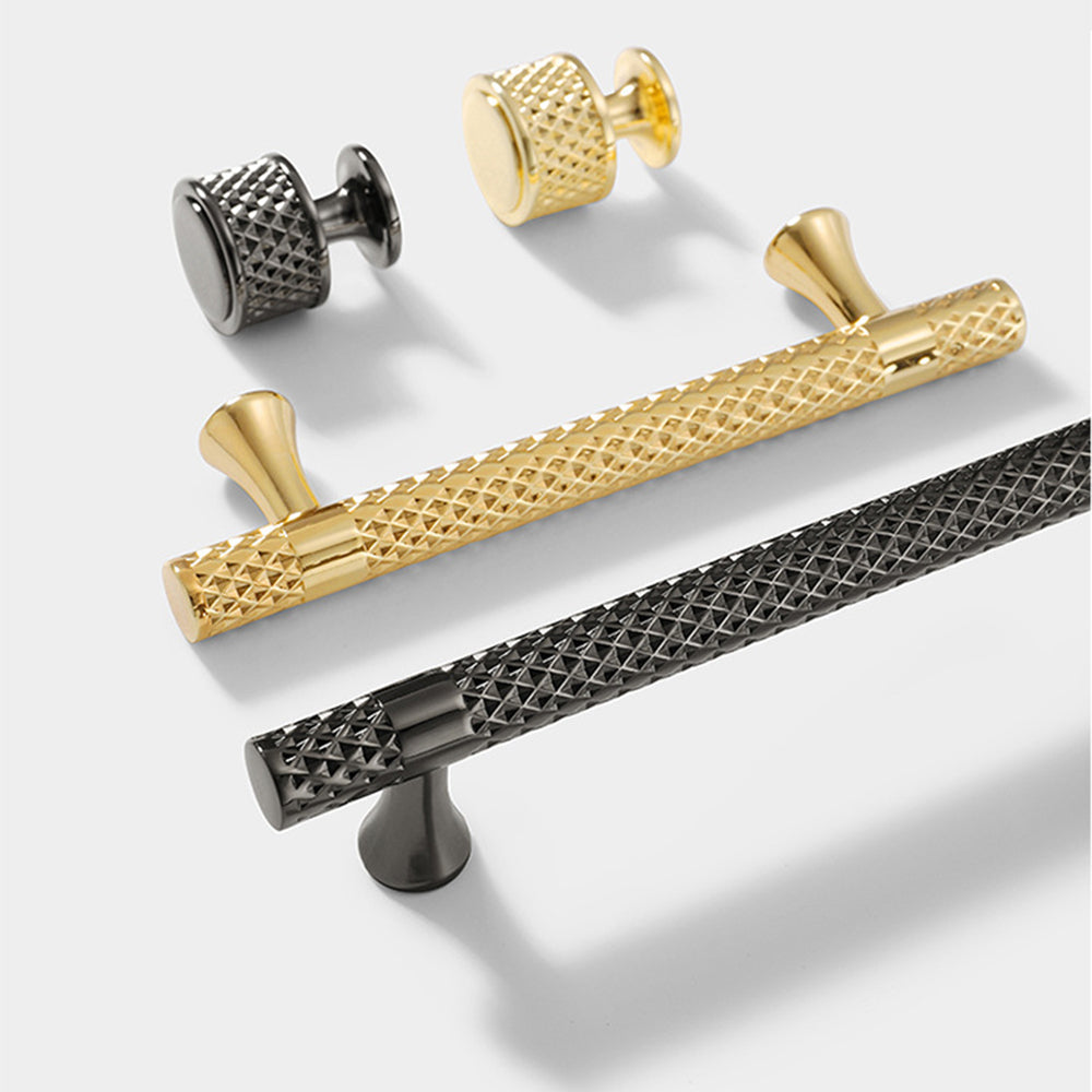 Shiny Solid Modern Zinc Alloy Titanium Black Gold Door Handles