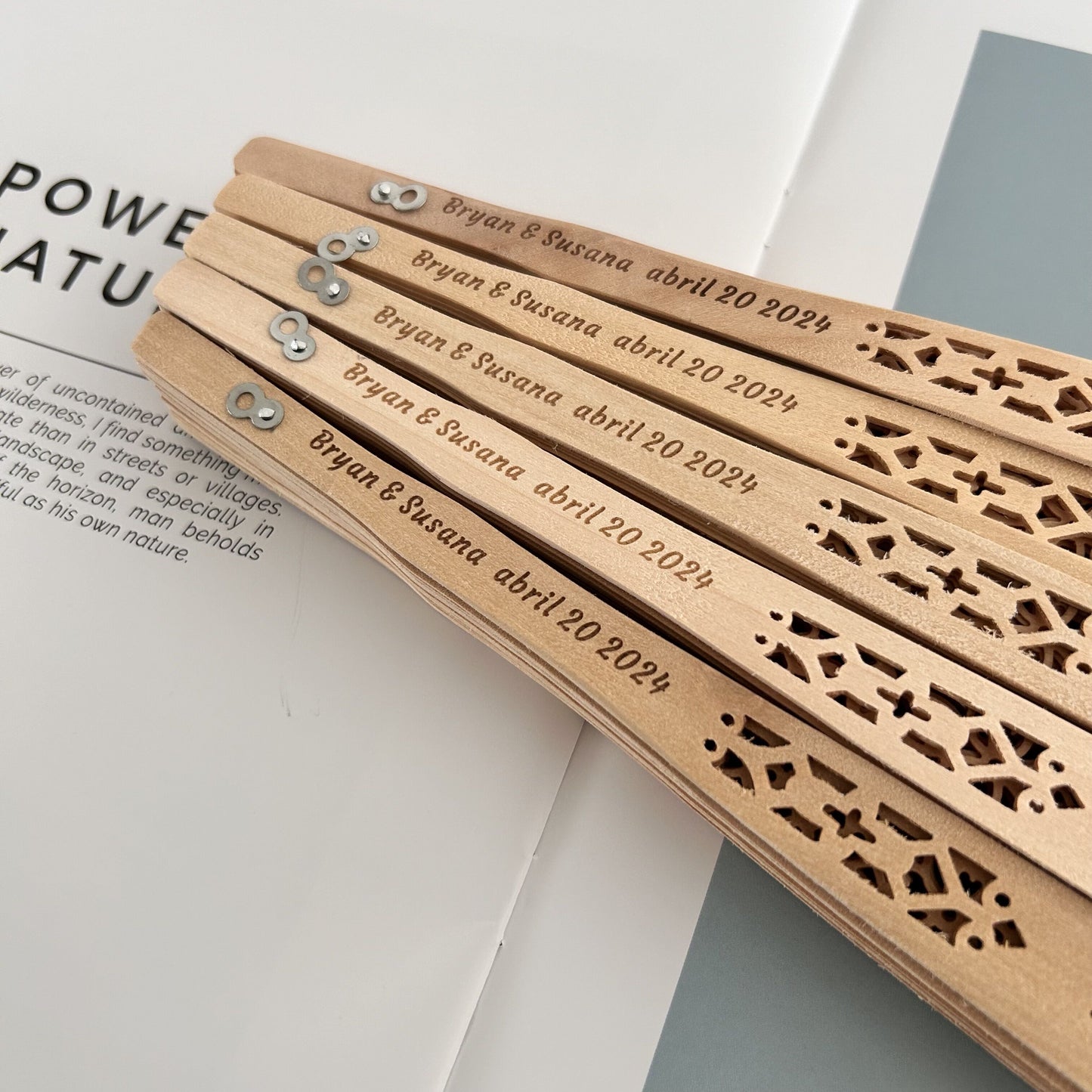 Personalized Wooden Fan Wedding Favor, Custom Engraved Fans