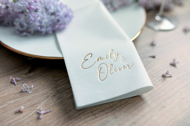 Personalized White napkins, Soft linen like napkins disposable, Personalized napkins, DINNER,napkins, Wedding napkins, Decorpress