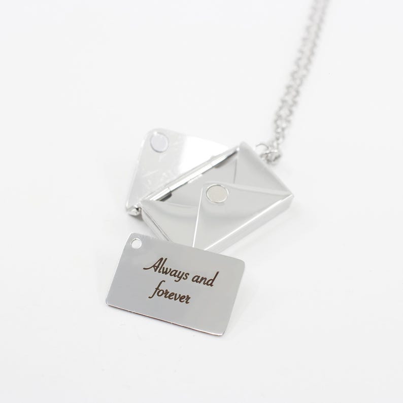 Personalized Secret Message Envelope Locket Necklace, Hidden Message Necklace, Love Letter Necklace, Valentine's Gift, Locket Necklace