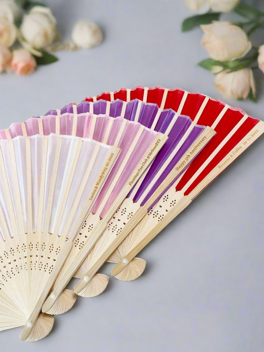 8 Colors Custom Silk Fans, Folding Hand Fan, Wedding Bridal Party Favors(updated price)
