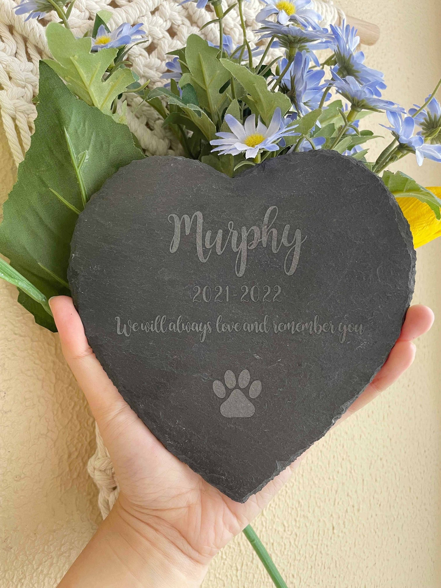 6" Personalized Pet Memorial Stone, Custom Engrave Dog Cat Memorial Plaque