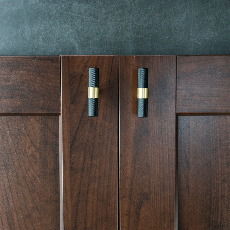 Nordic Black Mesh Knurled Brass Handle Simple Cabinet Wardrobe Pulls