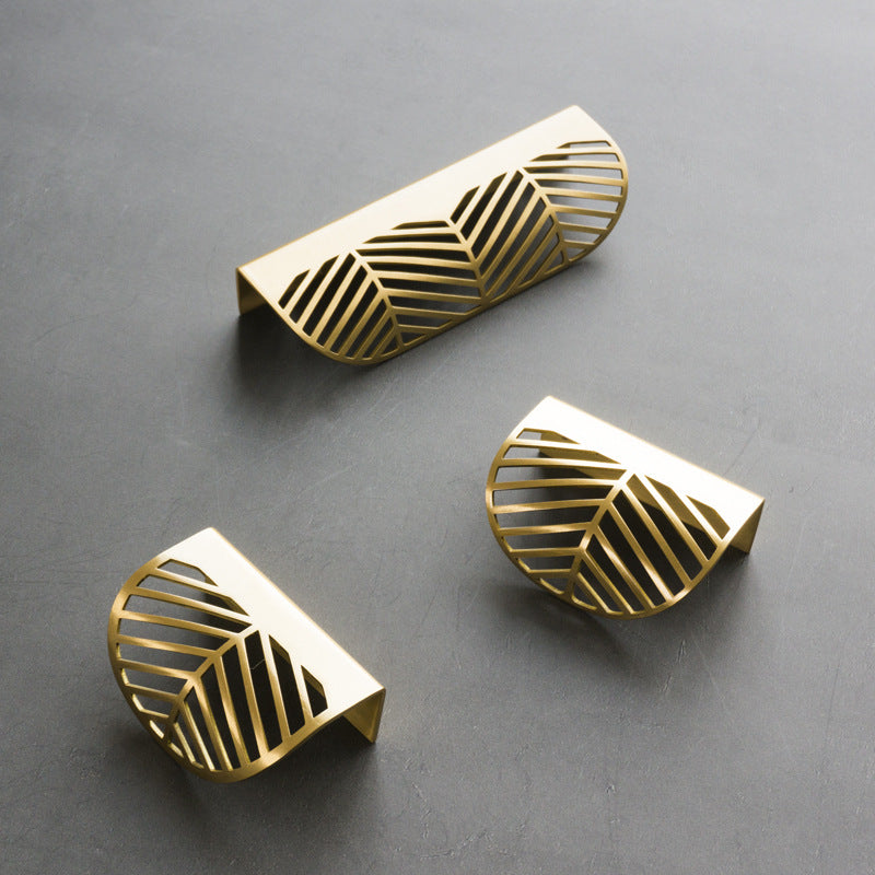 Creative Leaf Invisible Handle, Solid Brass Drawer Pull