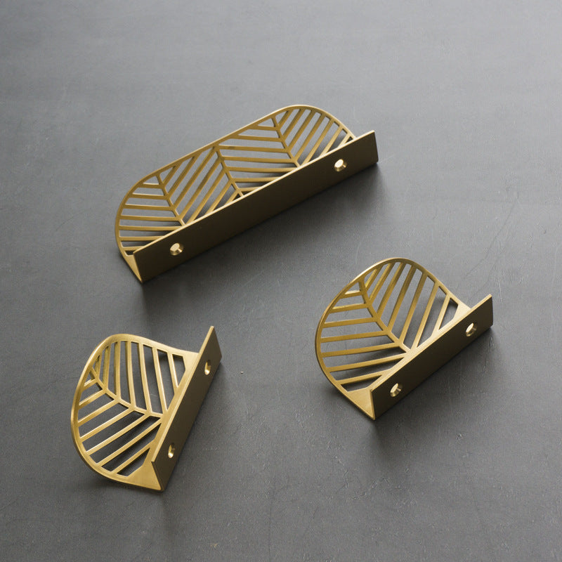 Creative Leaf Invisible Handle, Solid Brass Drawer Pull