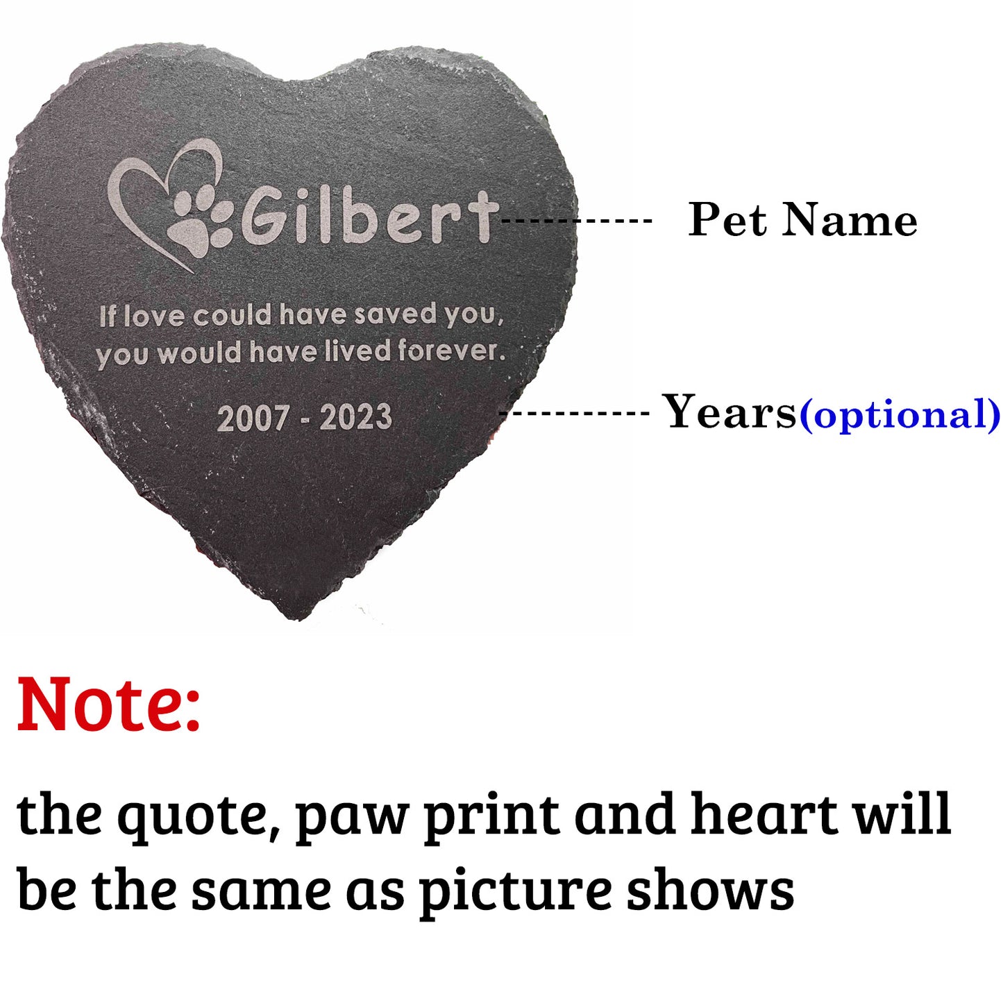 Custom Pet Memorial Stone, Personalized Engrave Dog Cat Memorial Plaque, Pet Grave Stone, Engraved Heart Rock with Pets Name, Pet Loss Gift