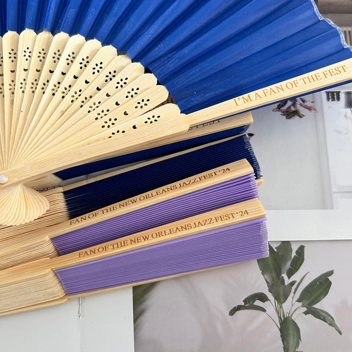 8 Colors Personalized Silk Fans with  ribbons