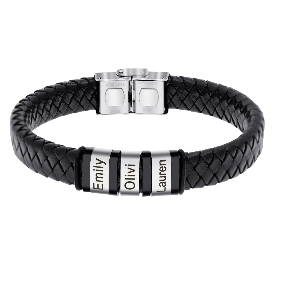 Gifts for him, Custom Leather Bracelet for Men, Mens Jewelry, Christmas Fathers Day Birthday Anniversary Gift For Him Dad Kids Son Boyfriend