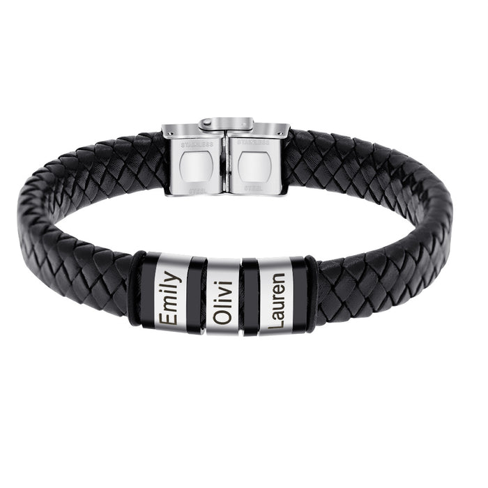 Gifts for him, Custom Leather Bracelet for Men, Mens Jewelry, Christmas Fathers Day Birthday Anniversary Gift For Him Dad Kids Son Boyfriend