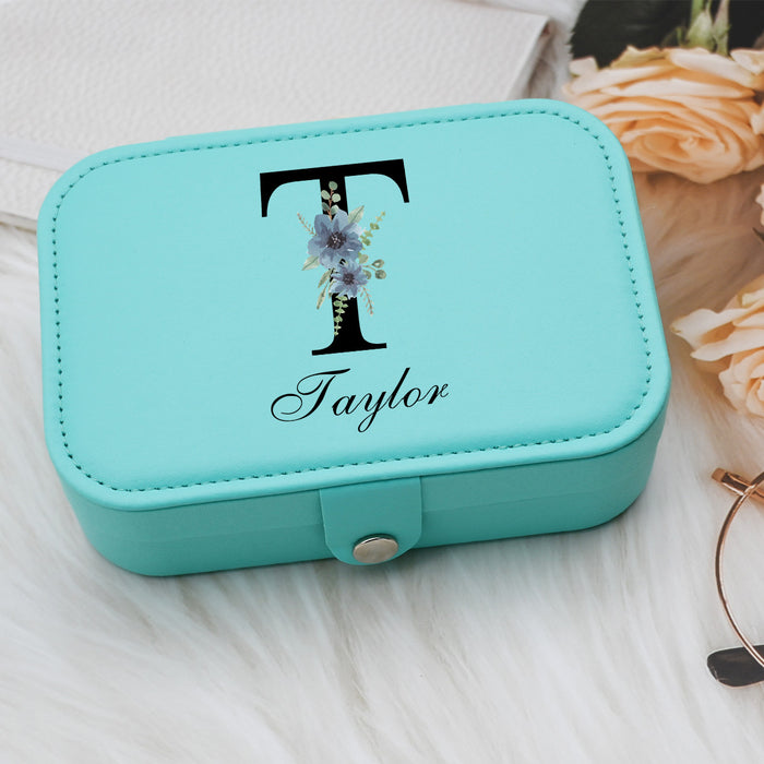 Personalized Jewelry Box, Leather Travel Jewelry Case for Women,Custom Jewelry Box with Floral Initial and Name,Birthday Gift for Her,Bridesmaid Proposal Gift (Copy)