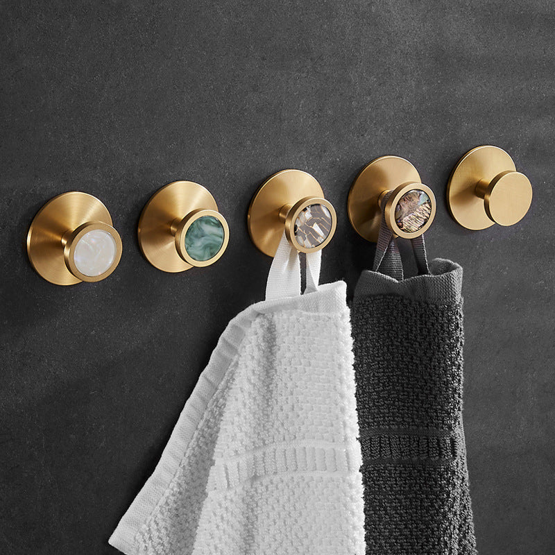Brass Shell Leather Coat Bag Hook Round Towel Hooks Door Hangers