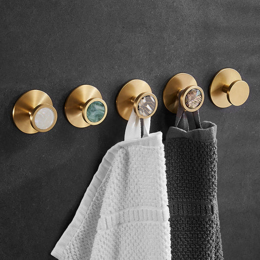 Brass Shell Leather Coat Bag Hook Round Towel Hooks Door Hangers