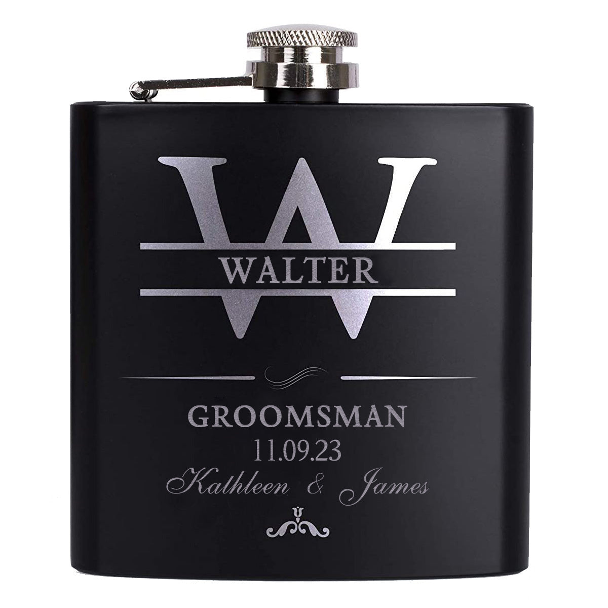 Personalized Groomsmen Flasks, Groomsman Gift, Flask for Groomsmen Custom Flask, Black Hip Flask, Groomsmen Gifts, Gifts for Wedding Party