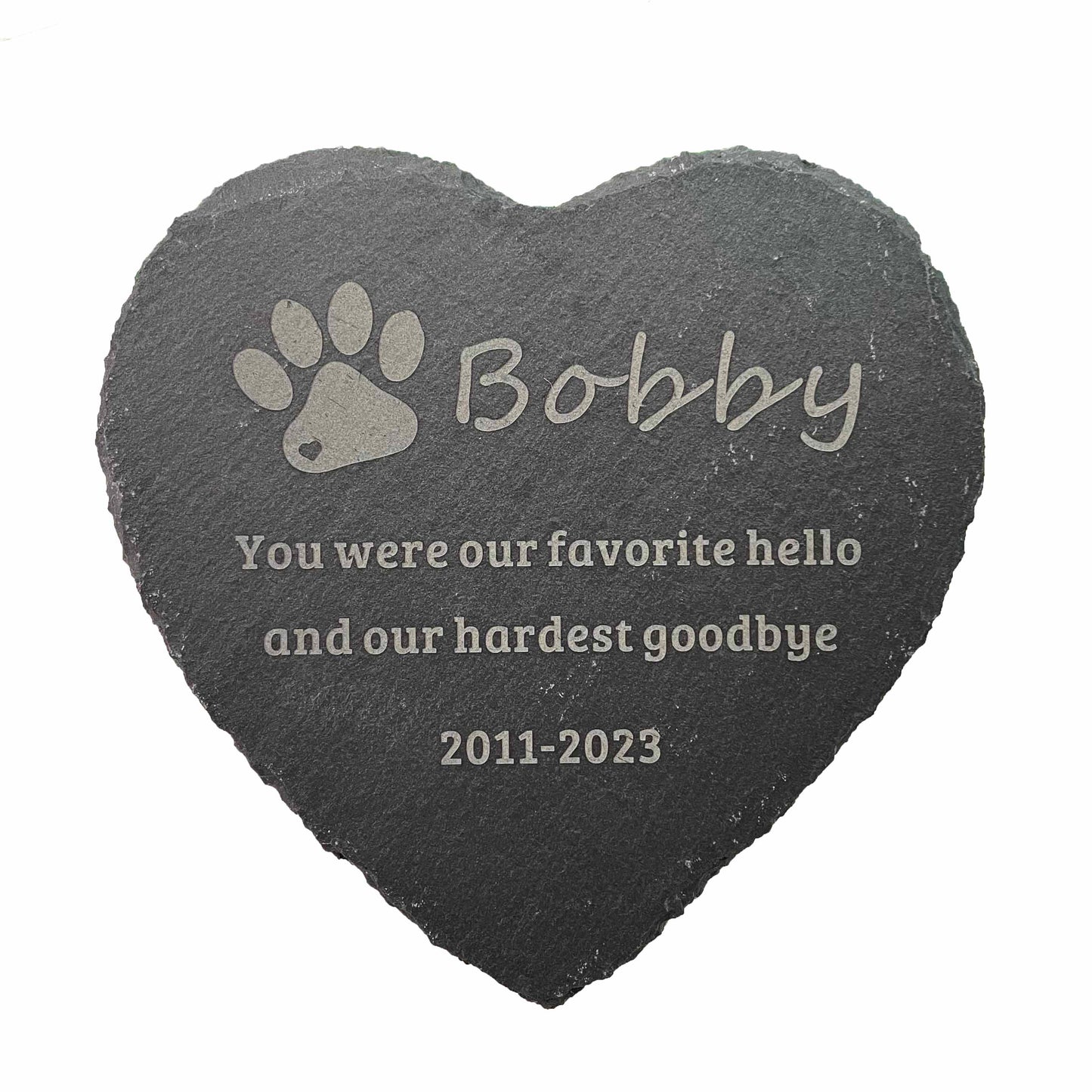 Engraved Pet Memorial Stone, Custom Dog Cat Memorial Plaque, Personalized Slate Pet Memorial, Heart Shape Pet Memorial Grave Marker Plaque