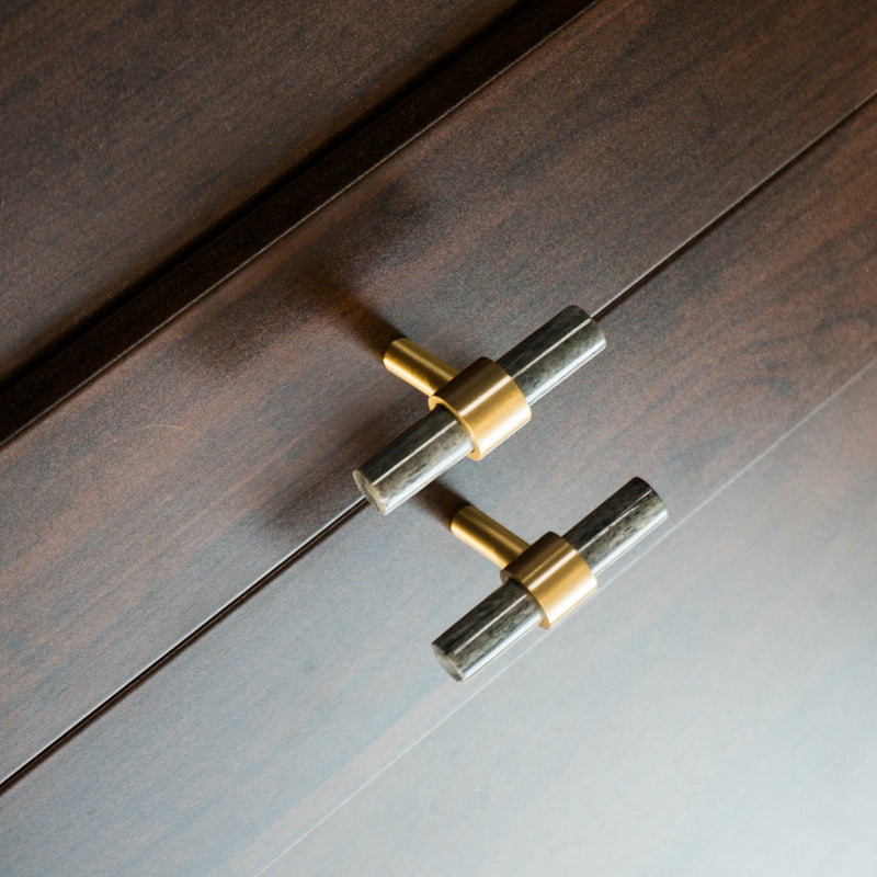Nordic Bone and Horn T Bar Brass Cabinet Handles Drawer Knobs Handles