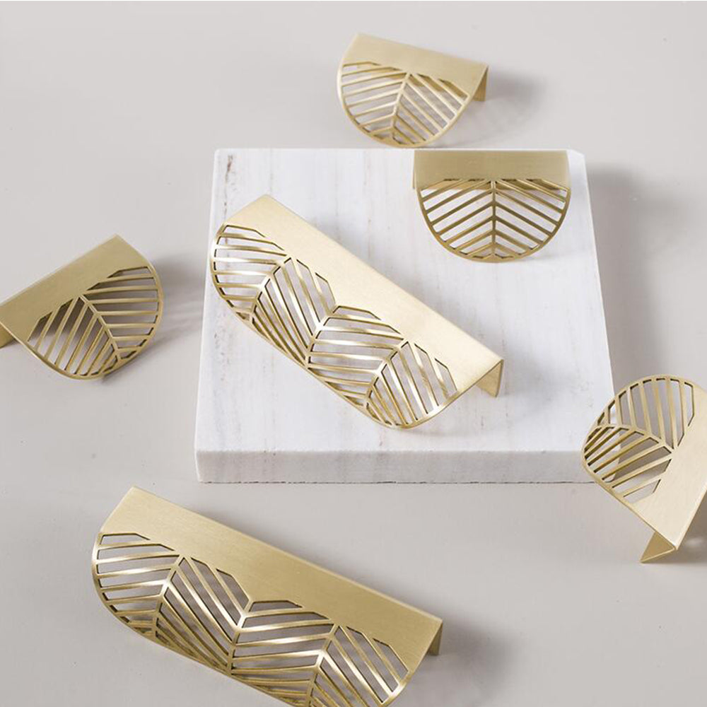 Creative Leaf Invisible Handle, Solid Brass Drawer Pull