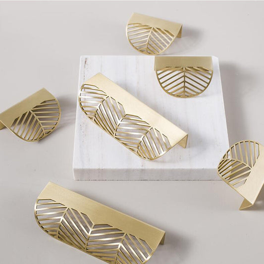 Creative Leaf Invisible Handle, Solid Brass Drawer Pull