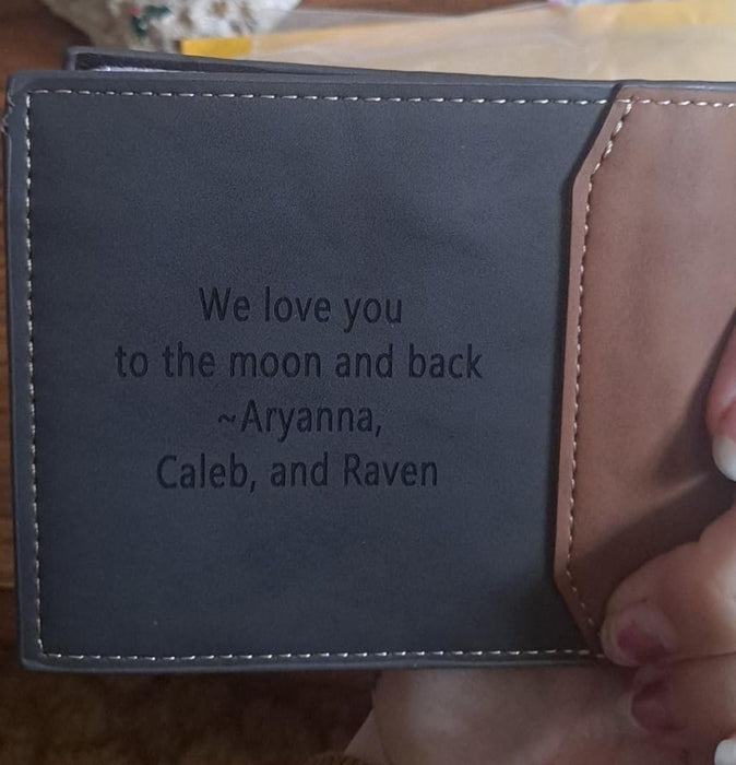 Personalized Custom Photo Mens Wallet,Engraved Picture Wallet with Box,PU Leather Wallet,Anniversary Gifts for Him,Christmas Gift for Dad