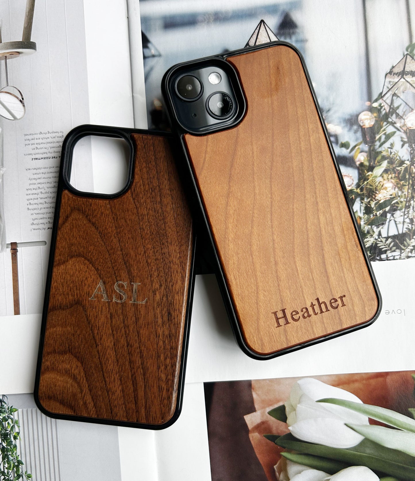 Personalized wooden iPhone case - Wood custom iPhone cover for iPhone 15, 14, 13, 12, 11, XR, XS, X 8, 7 Plus, Pro, Max, SE, Mini