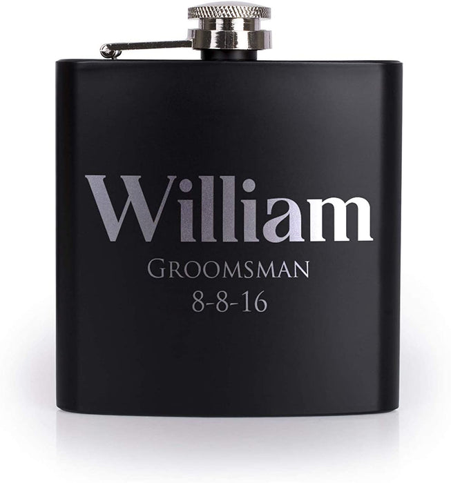 Custom Engraved Flask, Personalized Wedding Party Gift, Bachelorette Party Gift
