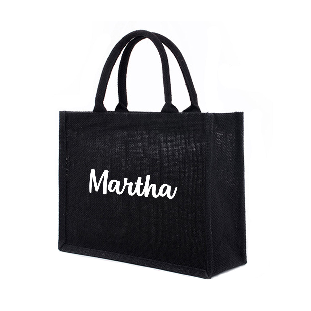 Personalized Black Burlap Tote Bags, Custom Name Tote, Beach Wedding Tote, Bridal Party Gifts for Friend, Custom Jute Tote Bag for Her