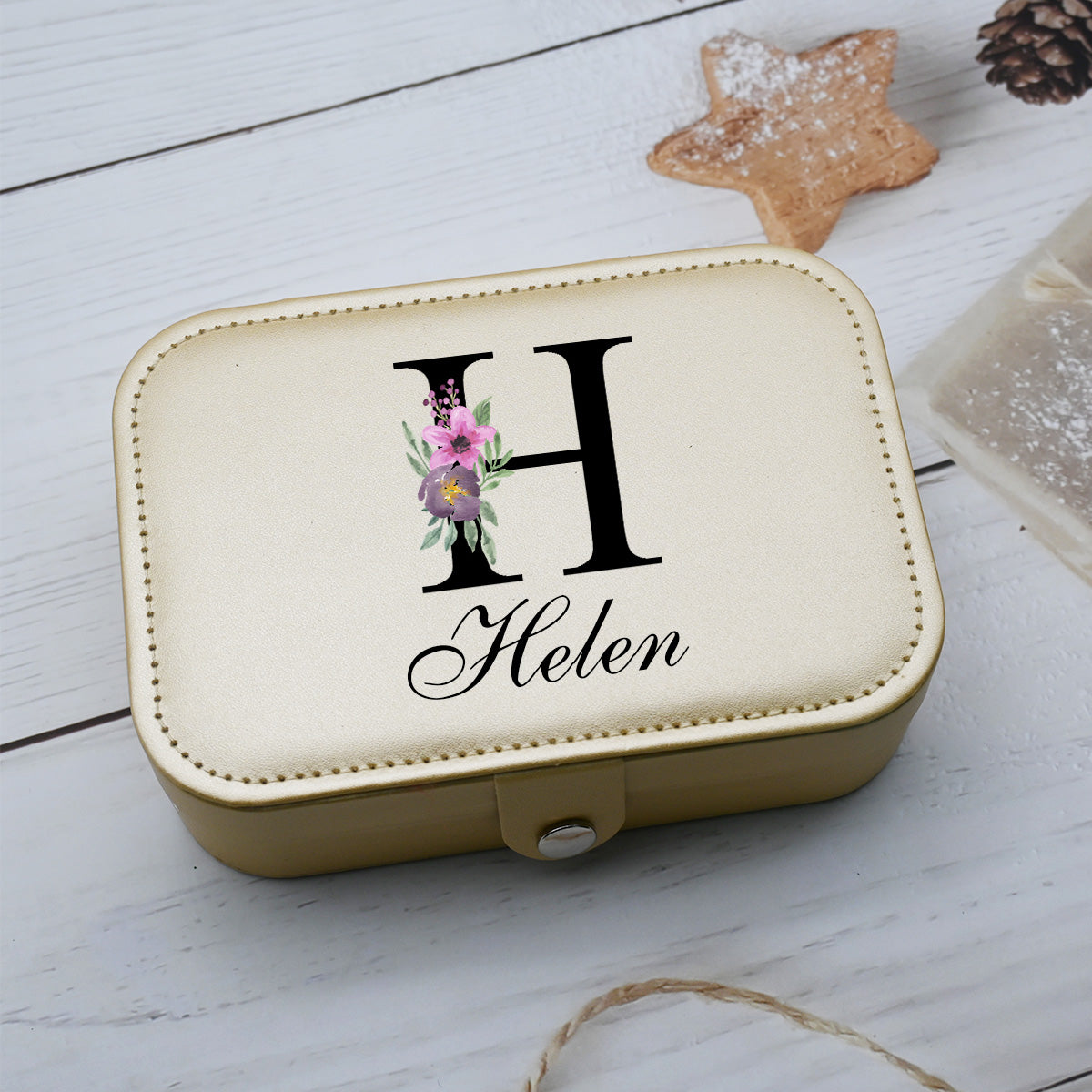 Personalized Jewelry Box, Leather Travel Jewelry Case for Women,Custom Jewelry Box with Floral Initial and Name,Birthday Gift for Her,Bridesmaid Proposal Gift (Copy)