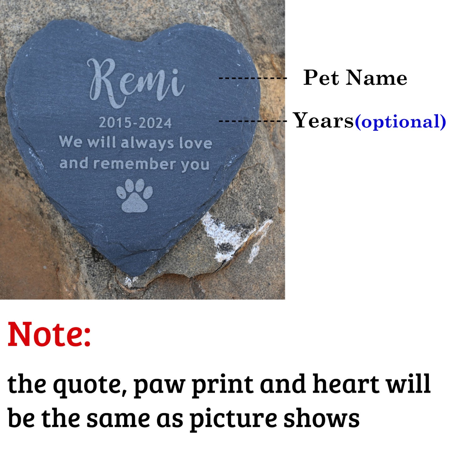 Custom Dog Memorial Garden Stone, Dogs Cats Headstone,Remembrance Gift, Heart Shape Stone with Paw Print