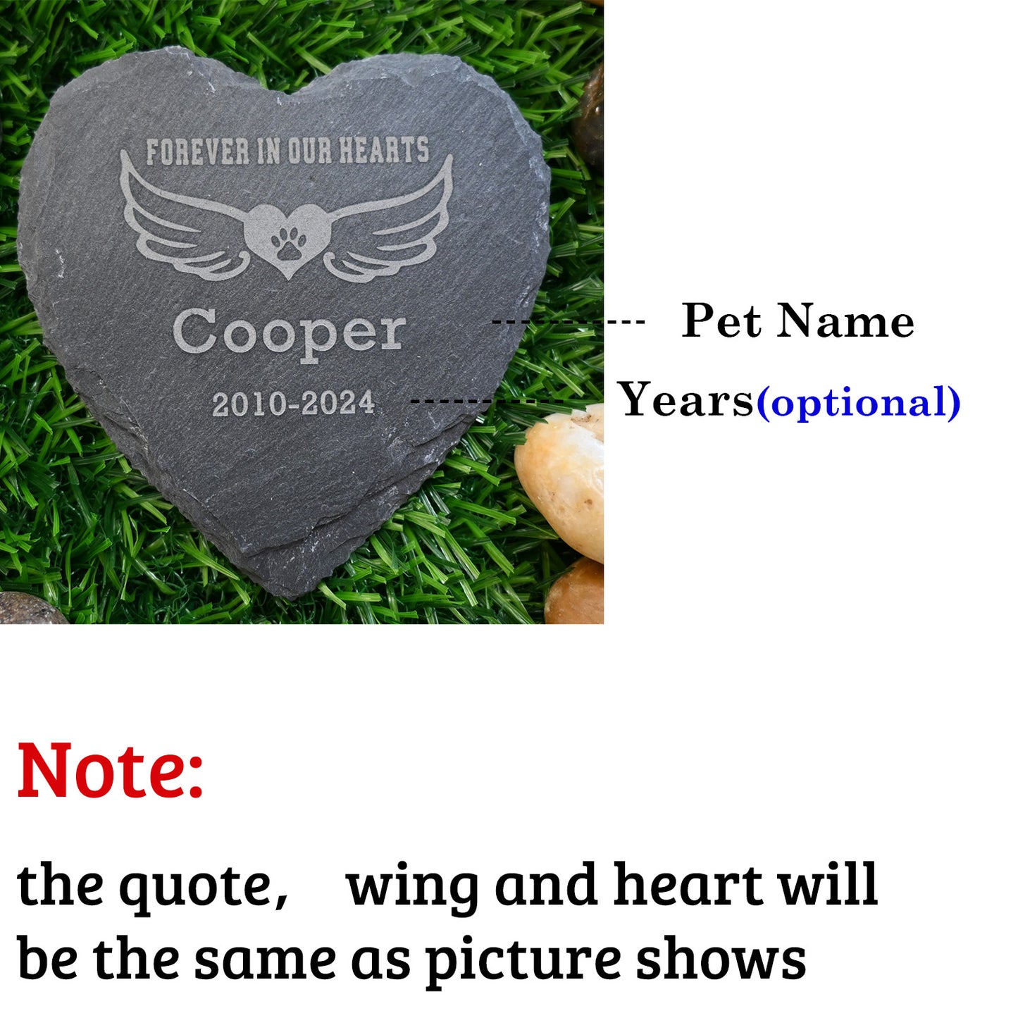 Personalized Dog Memorial Stone, Paw Print with Wings Forever in Our Hearts Dog Cat Garden Stone, Dog Sympathy Gifts