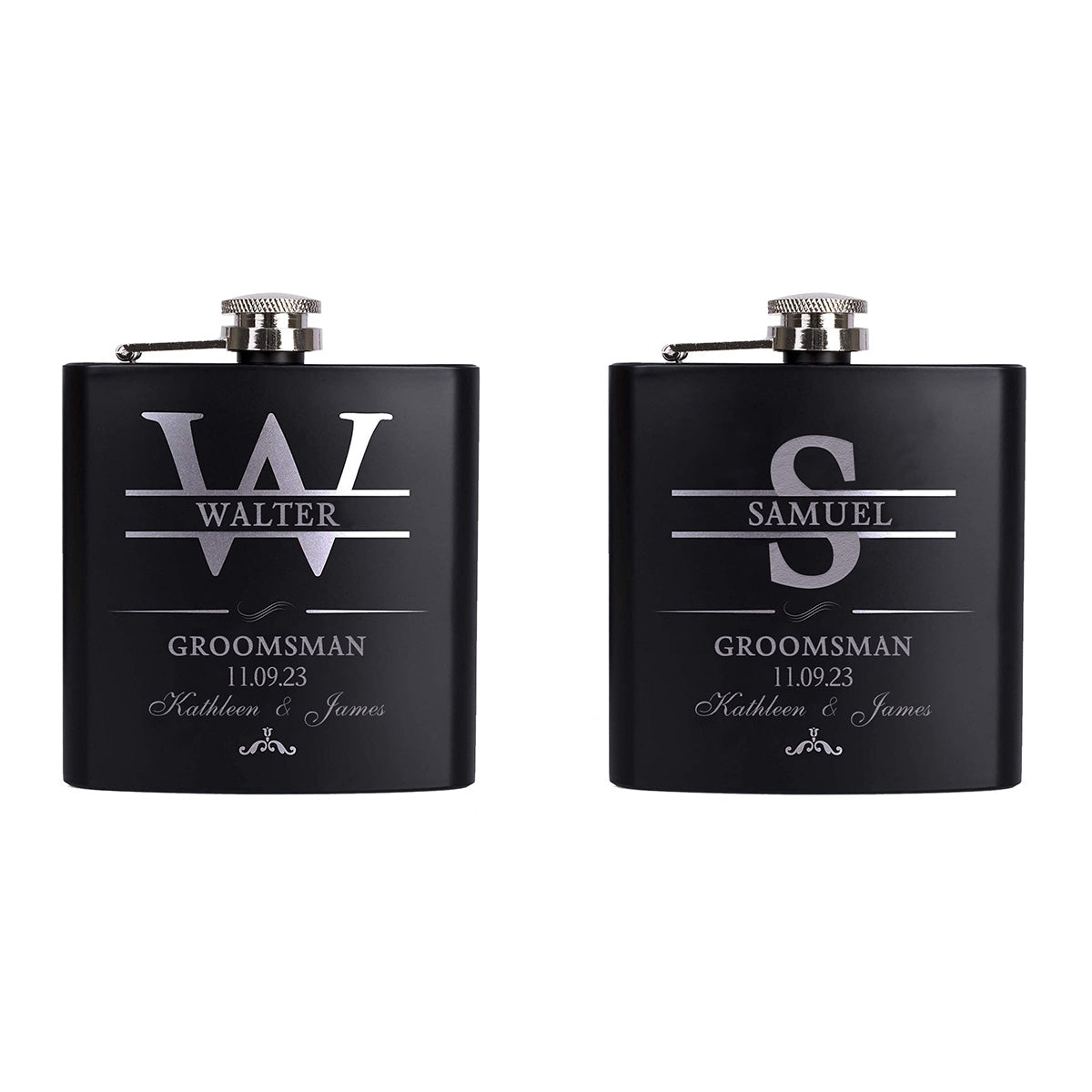 Personalized Groomsmen Flasks, Groomsman Gift, Flask for Groomsmen Custom Flask, Black Hip Flask, Groomsmen Gifts, Gifts for Wedding Party