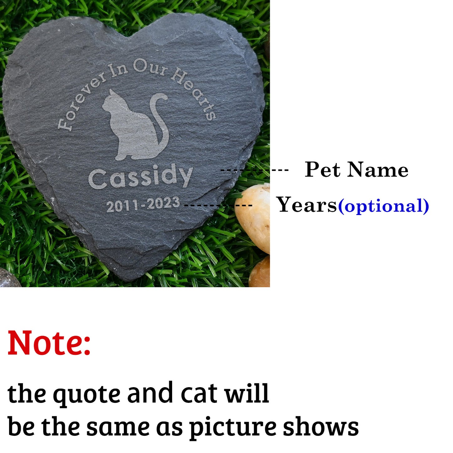 Personalized Pet Memorial Stones for Cats, Forever in Our Hearts Cat Passed Away Gifts, Custom Headstone Sympathy Gift