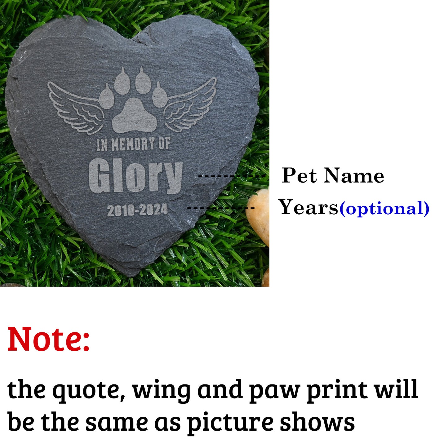 4" 6" Personalized Cat Memorial Stone, Paw Print with Wings Pet Headstone, in Memory of Cat Garden Stone