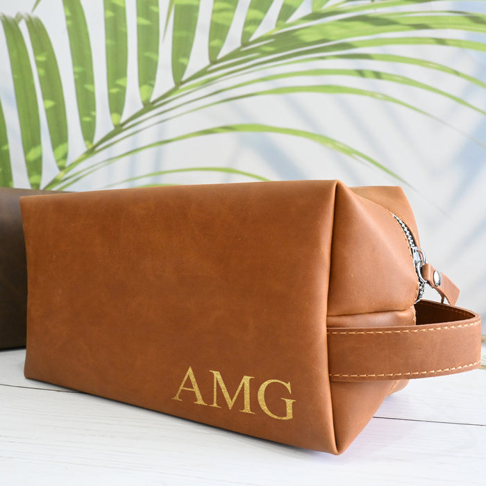 Personalised Washbag ,Mens Leather Look Toiletry Wash Bag ,Dads Beard Gift, Leather Toiletry Bag, Gift for Him, Personalized Gifts For Men, Leather Dopp Kit