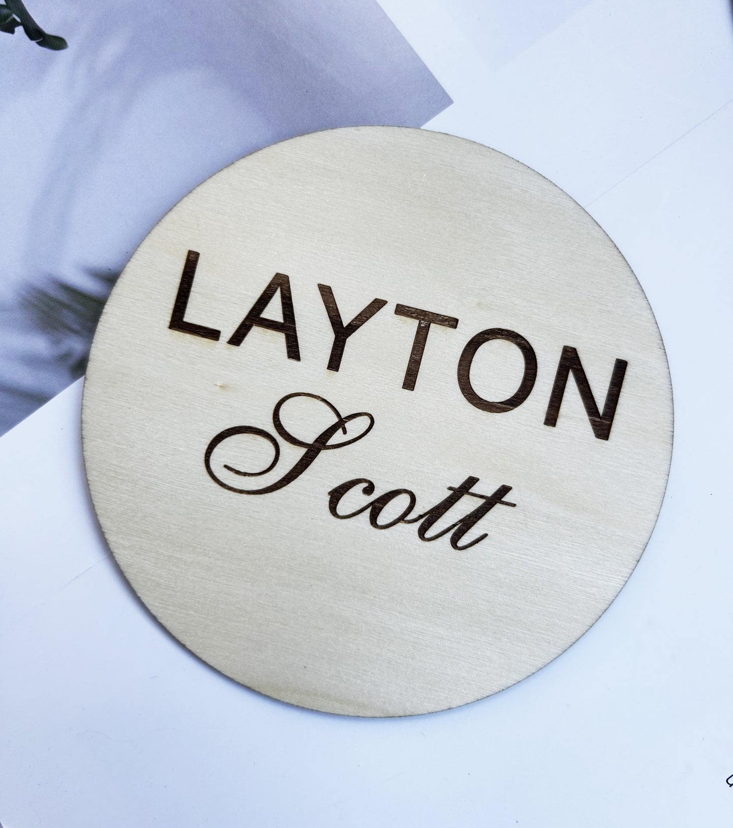 Engraved Baby Name Sign / Wooden Name Sign / Baby Name Plaque / Name Announcement Plaque / Rose Nursery Decor / Newborn Photo Prop