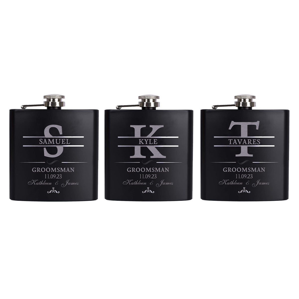 Personalized Groomsmen Flasks, Groomsman Gift, Flask for Groomsmen Custom Flask, Black Hip Flask, Groomsmen Gifts, Gifts for Wedding Party