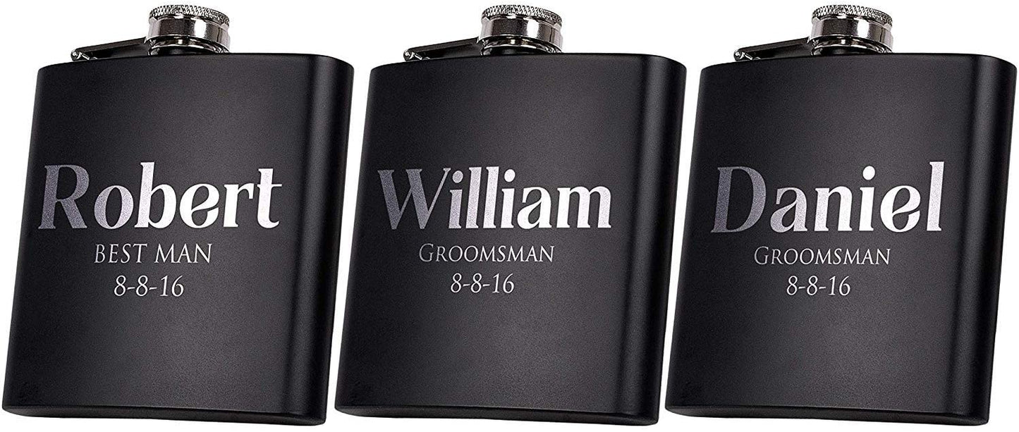 Custom Engraved Flask, Personalized Wedding Party Gift, Bachelorette Party Gift