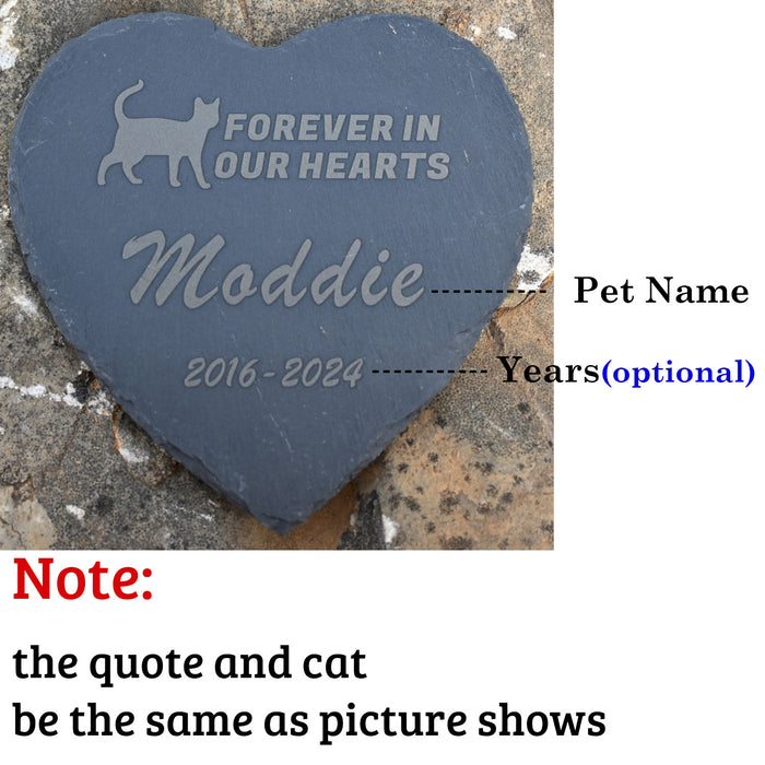 Personalized Cat Memorial Stone, Heart Paw Print Pet Headstone, Forever in Our Hearts Cat Garden Stone Grave Marker