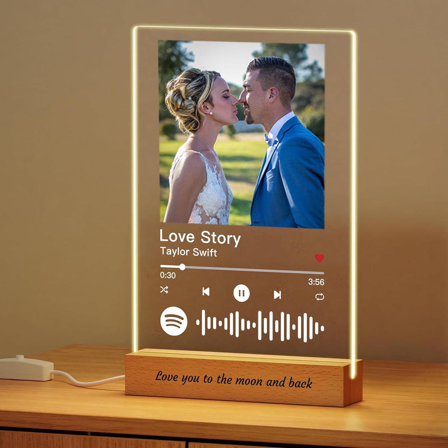 Personalised Music Song Plaque With Wood Base Customized Acrylic Song Plaque with Any Photo Song Any Playlist Music Gift Music Prints