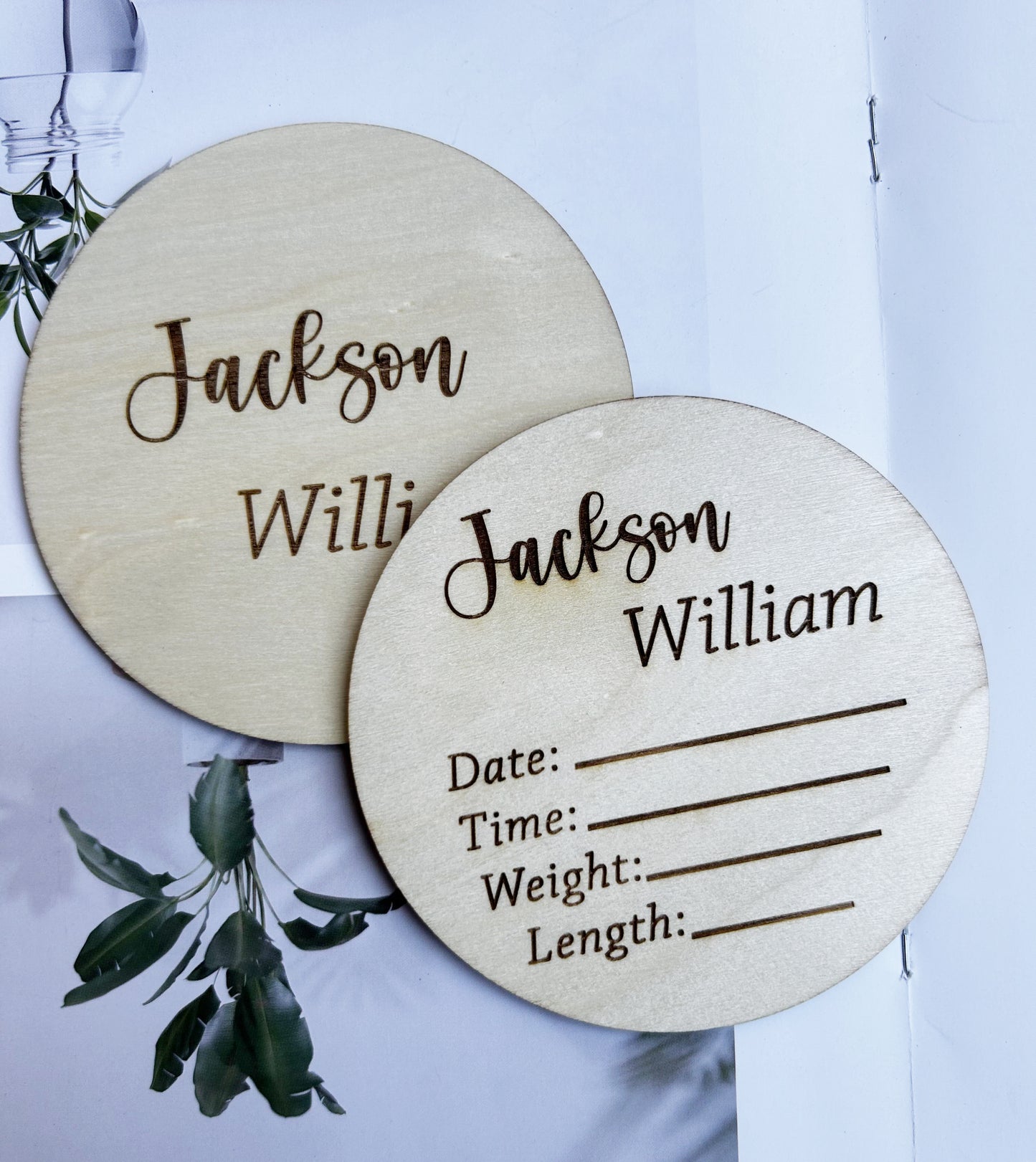 Custom Baby Birth Announcement Sign, Newborn Baby Name Sign for Hospital, Double Sided Wood Birth Stat Sign, Baby Photo Prop