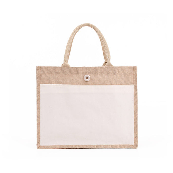 Personalized Burlap Tote Bags, Custom Bridesmaid Gift Tote Bags, Tote Bag with Button, Monogram Jute Bag with Name, Large Wedding Tote Bag