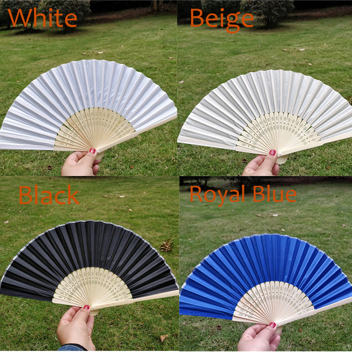 8 Colors Personalized Silk Fans with  ribbons
