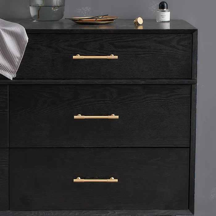 Linear Knurled Solid Brass Cabinet Handles Knobs