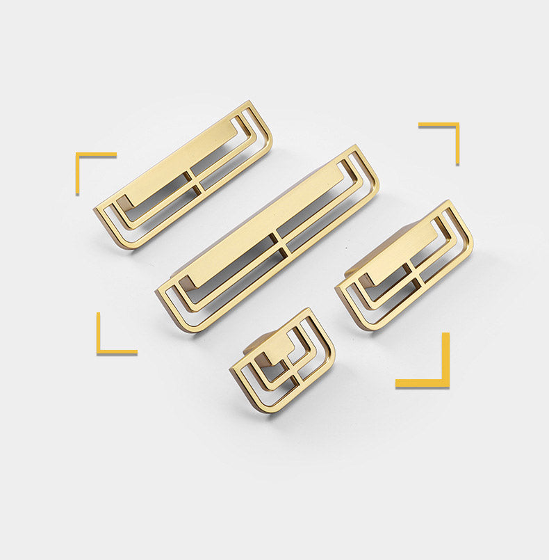 Gold geometric pull, decorative cabinet knobs