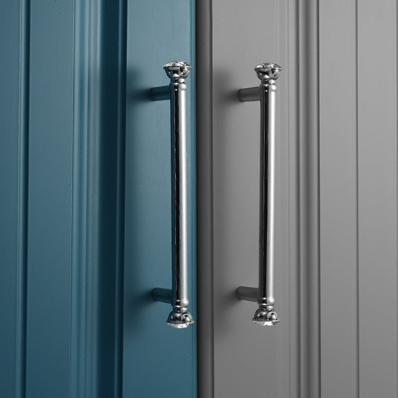 Silver Crystal Kitchen Cabinet Handles Knobs Solid Cabinet Pulls