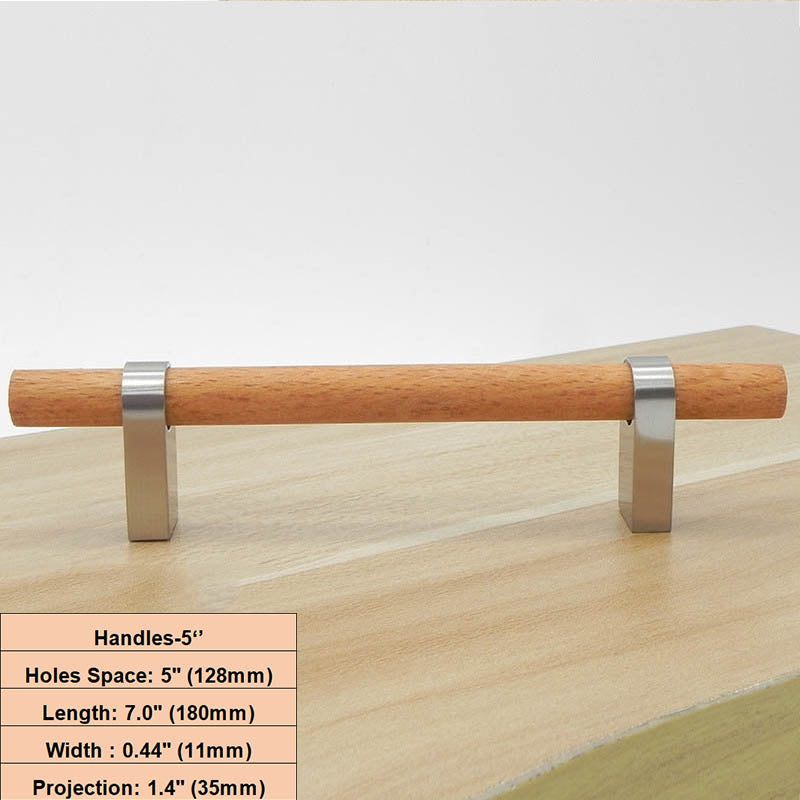 Beech Wood Drawer Pulls Knobs Cupboard Handles