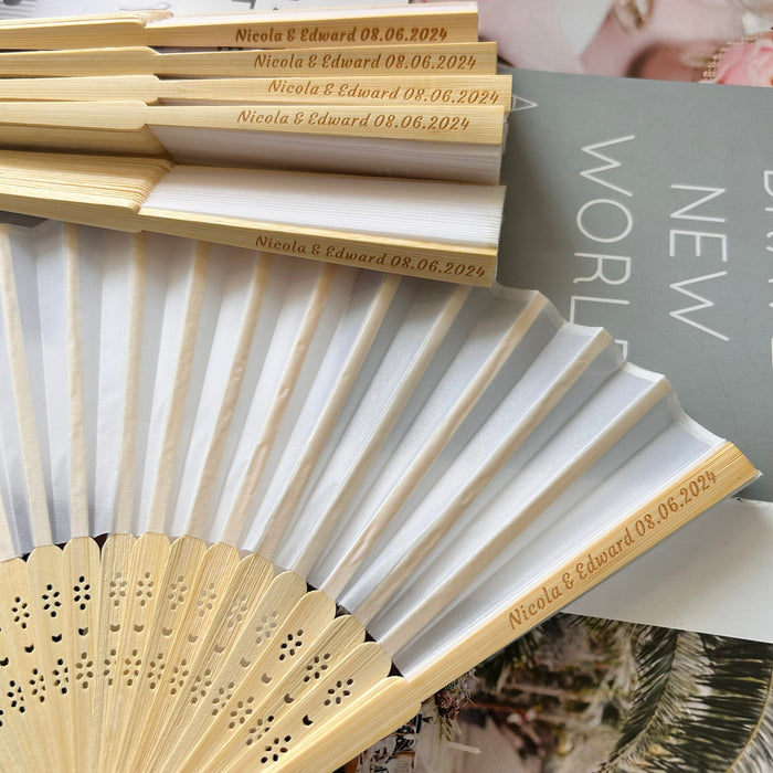 8 Colors Personalized Silk Fans with  ribbons