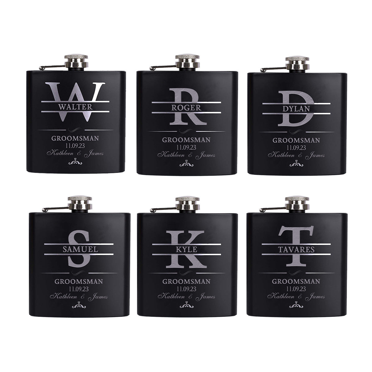 Personalized Groomsmen Flasks, Groomsman Gift, Flask for Groomsmen Custom Flask, Black Hip Flask, Groomsmen Gifts, Gifts for Wedding Party