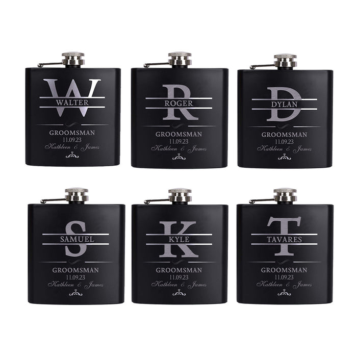 Personalized Groomsmen Flasks, Groomsman Gift, Flask for Groomsmen Custom Flask, Black Hip Flask, Groomsmen Gifts, Gifts for Wedding Party