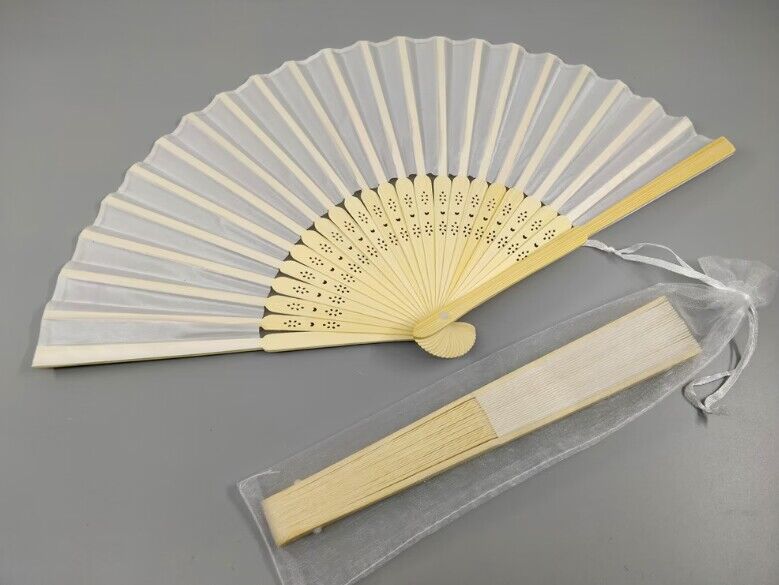 8 Colors Personalized Silk Fans with silk bag, Folding Hand Fan, Wedding Bridal Party Favors