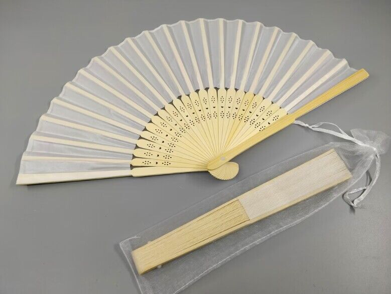 8 Colors Personalized Silk Fans with  ribbons