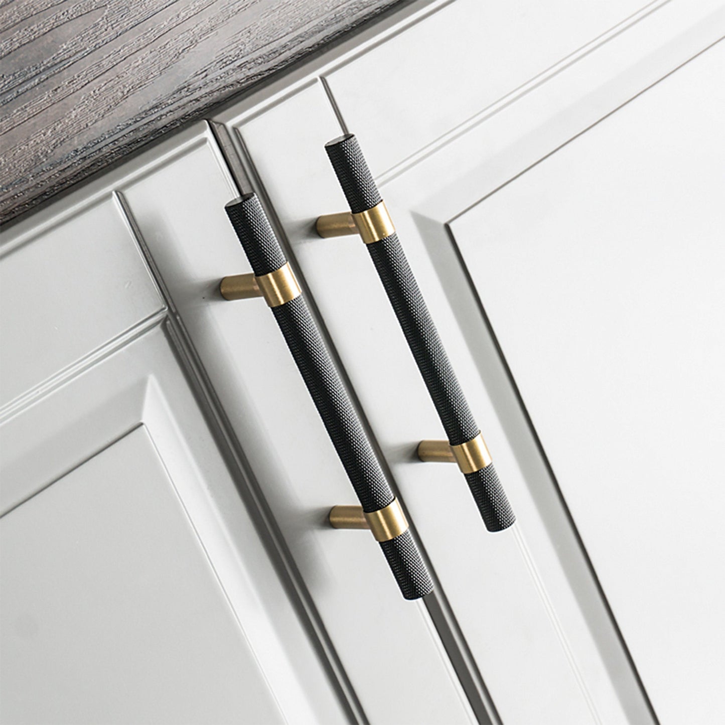 Nordic Black Mesh Knurled Brass Handle Simple Cabinet Wardrobe Pulls